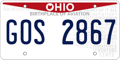 OH license plate GOS2867