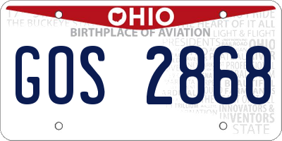 OH license plate GOS2868