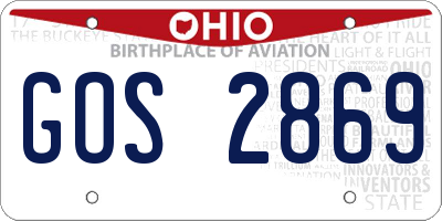 OH license plate GOS2869