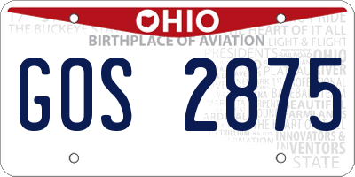 OH license plate GOS2875