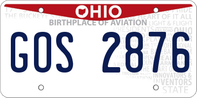 OH license plate GOS2876