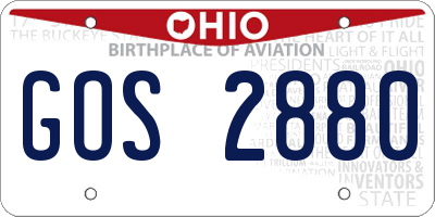 OH license plate GOS2880