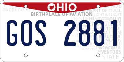 OH license plate GOS2881