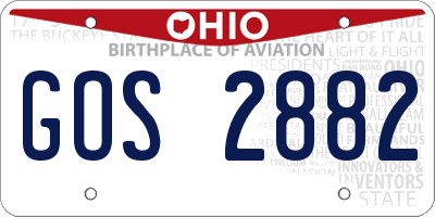 OH license plate GOS2882