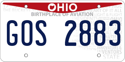 OH license plate GOS2883