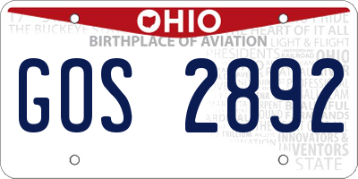 OH license plate GOS2892