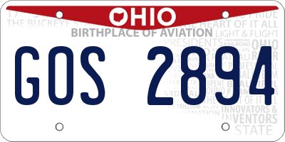 OH license plate GOS2894
