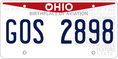 OH license plate GOS2898