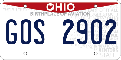 OH license plate GOS2902
