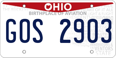 OH license plate GOS2903