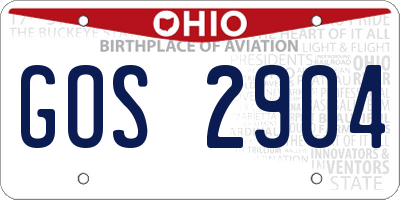 OH license plate GOS2904