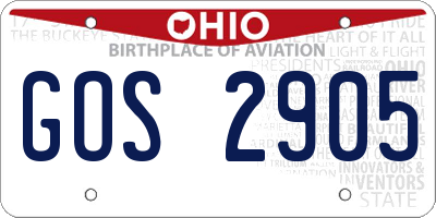 OH license plate GOS2905
