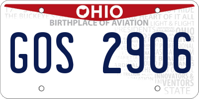 OH license plate GOS2906