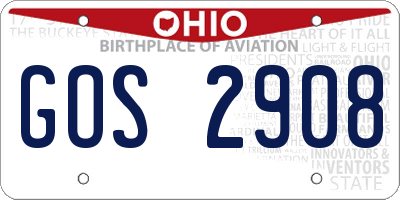 OH license plate GOS2908
