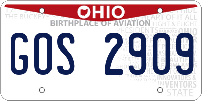 OH license plate GOS2909