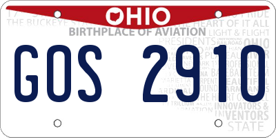 OH license plate GOS2910