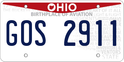 OH license plate GOS2911