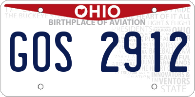 OH license plate GOS2912