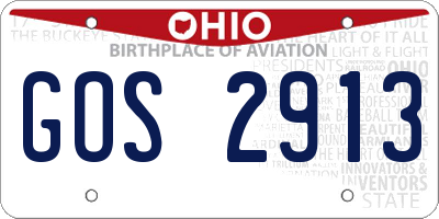 OH license plate GOS2913
