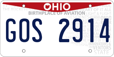 OH license plate GOS2914