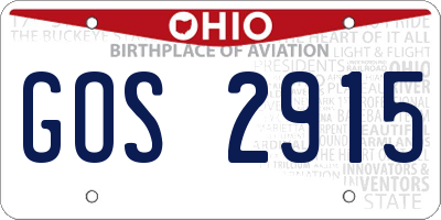 OH license plate GOS2915