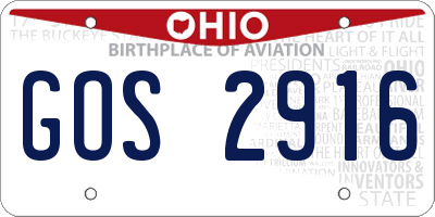 OH license plate GOS2916