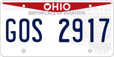 OH license plate GOS2917