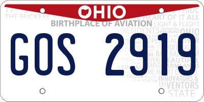 OH license plate GOS2919