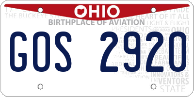 OH license plate GOS2920