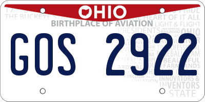 OH license plate GOS2922