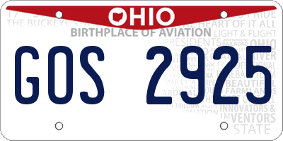 OH license plate GOS2925