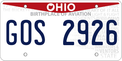 OH license plate GOS2926