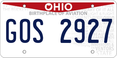 OH license plate GOS2927
