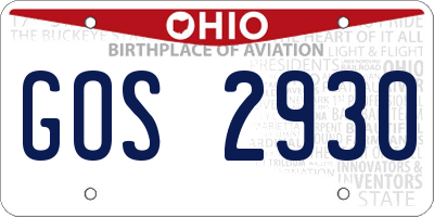 OH license plate GOS2930