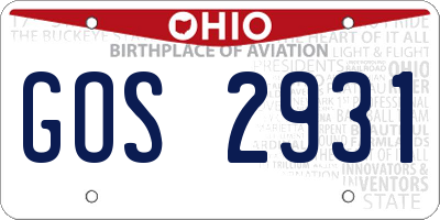 OH license plate GOS2931