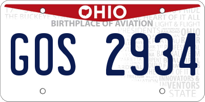 OH license plate GOS2934