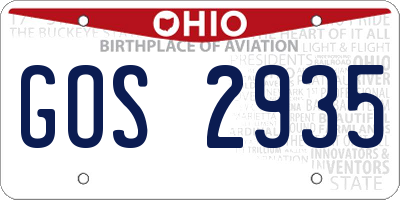 OH license plate GOS2935