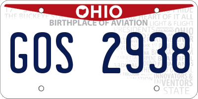 OH license plate GOS2938