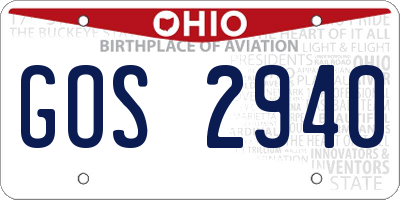 OH license plate GOS2940