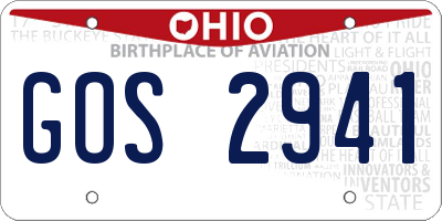 OH license plate GOS2941