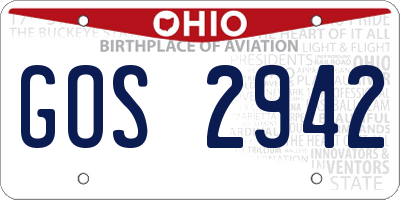 OH license plate GOS2942