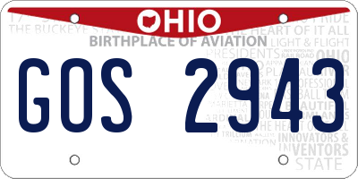 OH license plate GOS2943