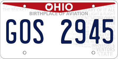 OH license plate GOS2945