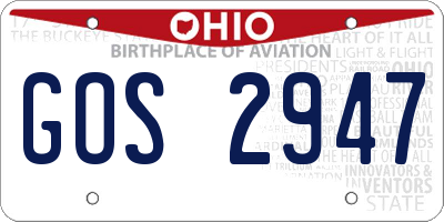 OH license plate GOS2947