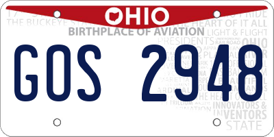 OH license plate GOS2948