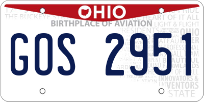 OH license plate GOS2951