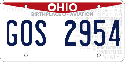 OH license plate GOS2954