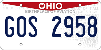 OH license plate GOS2958