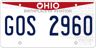 OH license plate GOS2960