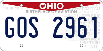OH license plate GOS2961